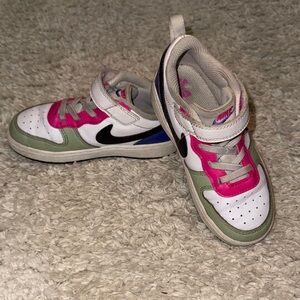 Nike Kids' White, Pink, Royal blue and Green Sneakers size 10c